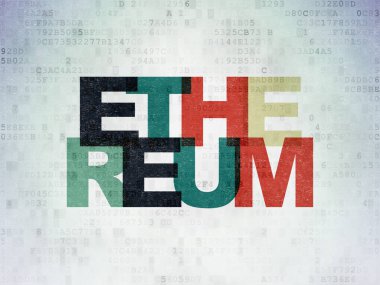 Blockchain kavramı: Ethereum dijital veri kağıt arka plan üzerinde