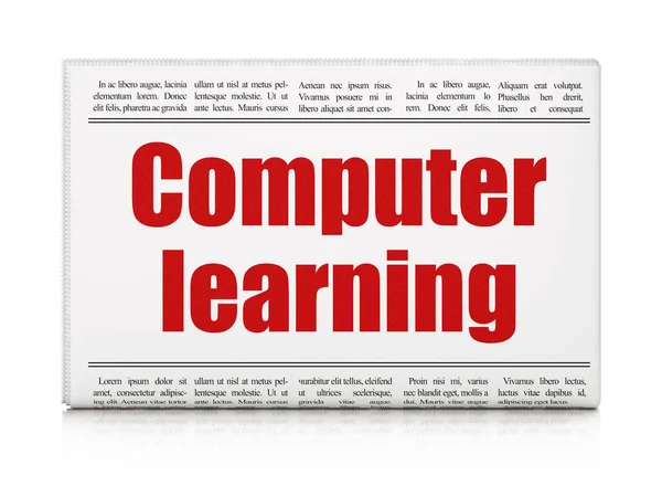 Koncepce vzdělávání: novinový titulek počítač učení — Stock fotografie