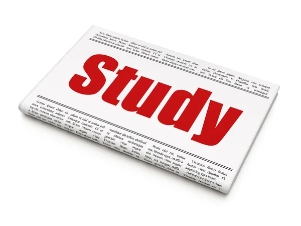 Studying concept: newspaper headline Study — Stock Photo, Image