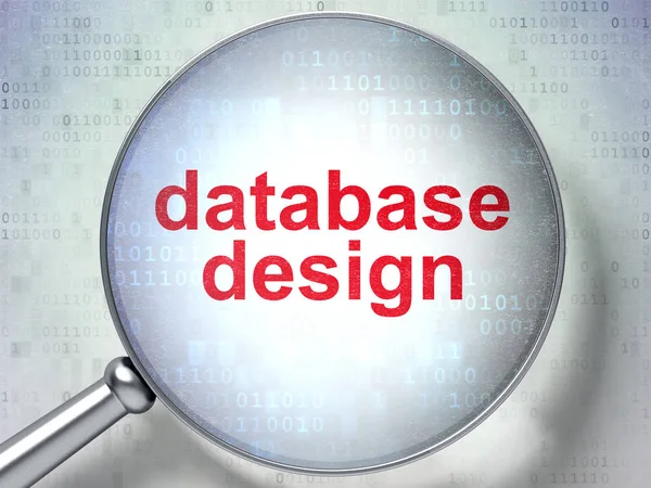 Programming concept: Database Design with optical glass — Stock Photo, Image