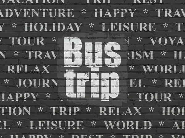 Travel concept: Bus Trip on wall background