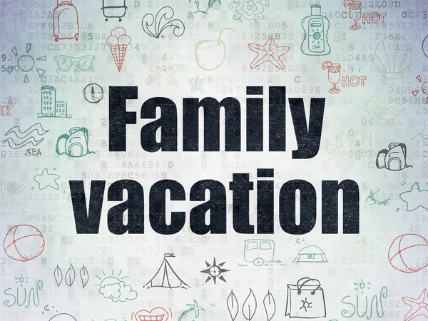 Conceito de viagem: férias em família em fundo de papel de dados digitais — Fotografia de Stock