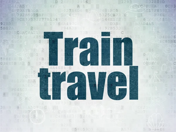 Urlaubskonzept: Bahnfahren auf digitalem Datenpapier — Stockfoto