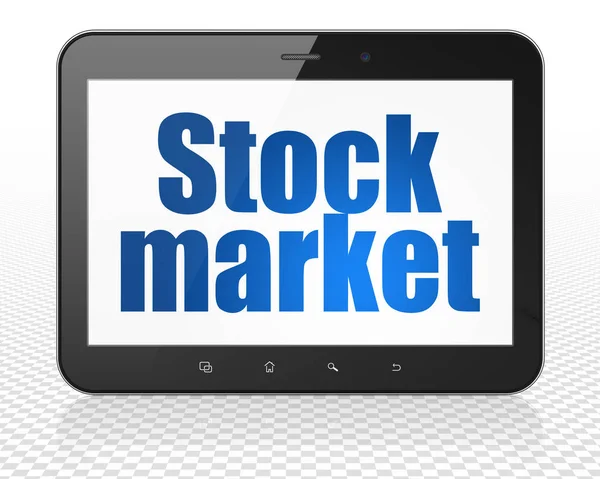 Finanční koncept: počítač Tablet Pc s akciového trhu na displeji — Stock fotografie