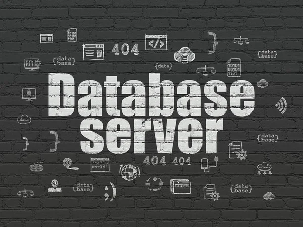 Konsep pemrograman: Server basis data pada latar belakang dinding — Stok Foto
