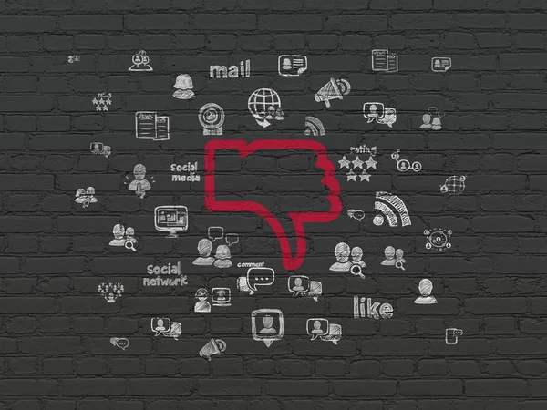 Social-Media-Konzept: Daumen runter auf Wand-Hintergrund — Stockfoto
