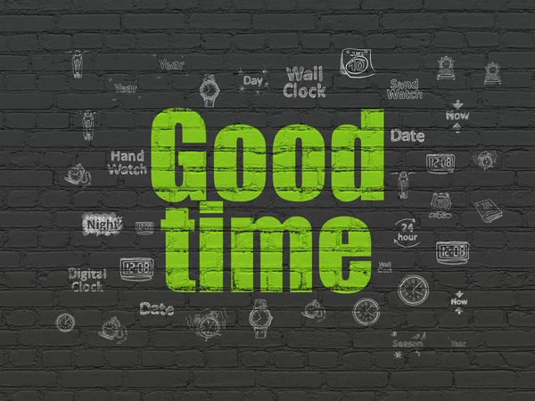Koncepcja Timeline: dobry czas na tle ściany — Zdjęcie stockowe