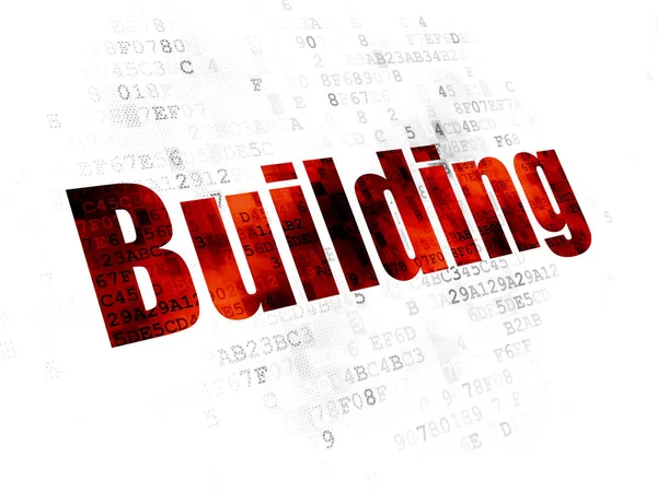 Concepto de construcción: Construyendo sobre fondo digital — Foto de Stock