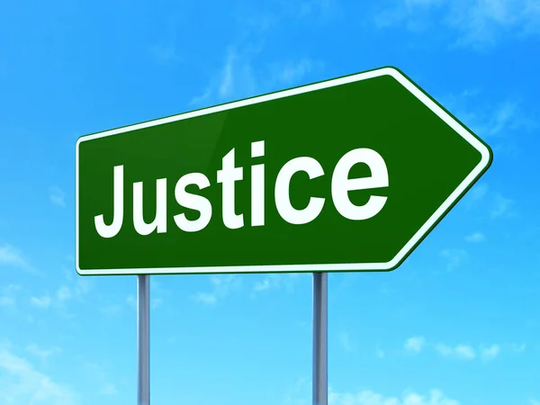 Concept van de wet: rechtvaardigheid op weg teken achtergrond — Stockfoto