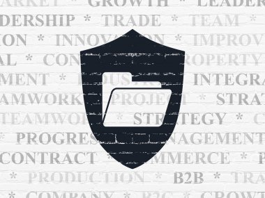 Ekonomi kavramı: klasör ile kalkan duvar zemin üzerine