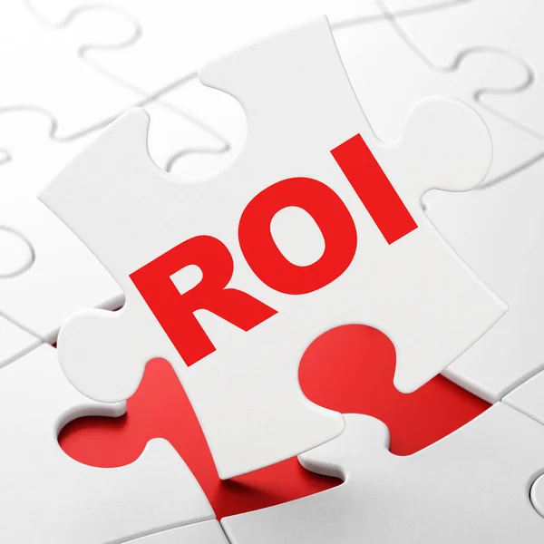 Business concept: ROI on puzzle background — Stock Photo, Image