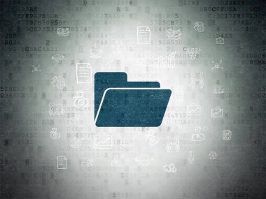 İş kavramı: dijital veri kağıt arka plan üzerinde klasör