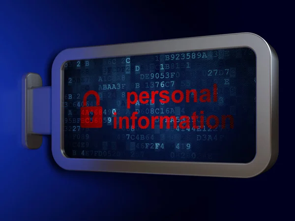 Концепция безопасности: Персональная информация и закрытый замок на фоне рекламного щита — стоковое фото