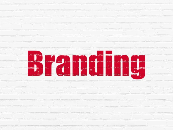 Conceptul de publicitate: Branding pe fundal de perete — Fotografie, imagine de stoc