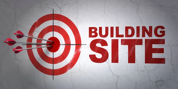 Constructing concept: target and Building Site on wall background — Stock Photo, Image