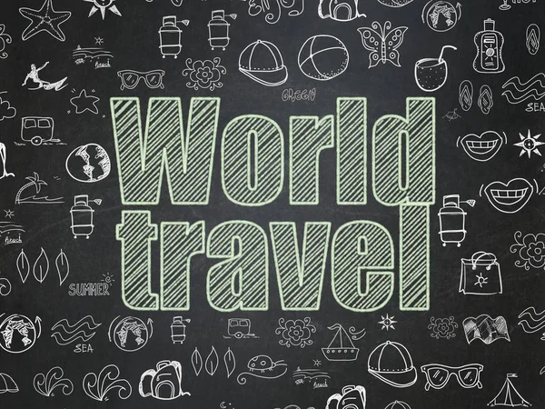 Vacation concept: World Travel on School board background — Stock Photo, Image