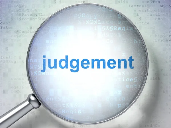 Law concept: Judgement with optical glass — Stock Photo, Image