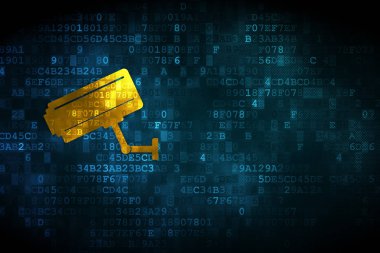 Emniyet konsepti: Cctv kamera dijital arka plan üzerinde