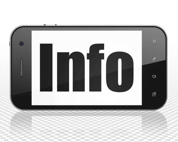 Pojęcie informacji: Smartphone z informacji na wyświetlaczu — Zdjęcie stockowe