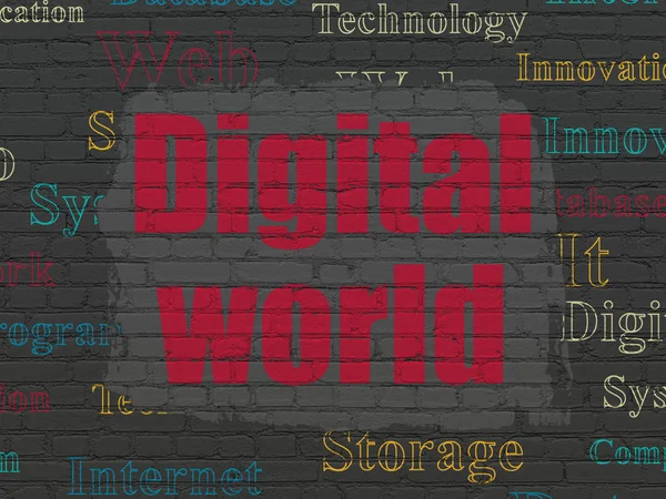 Informationskonzept: Digitale Welt auf Wandhintergrund — Stockfoto