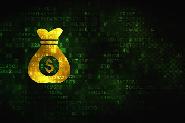 Affärsidé: pengar väska på digital bakgrund — Stockfoto