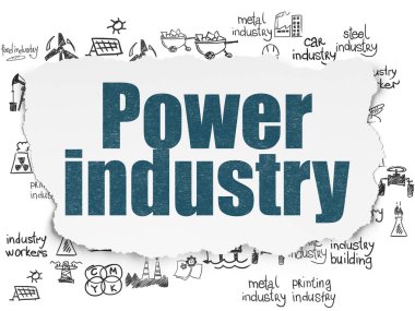 Endüstri kavramı: yırtık kağıt arka plan üzerinde güç sanayî