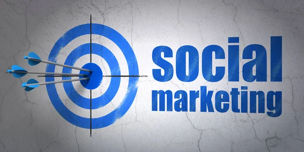 Hirdetési koncepció: cél- és a szociális Marketing, a háttér — Stock Fotó