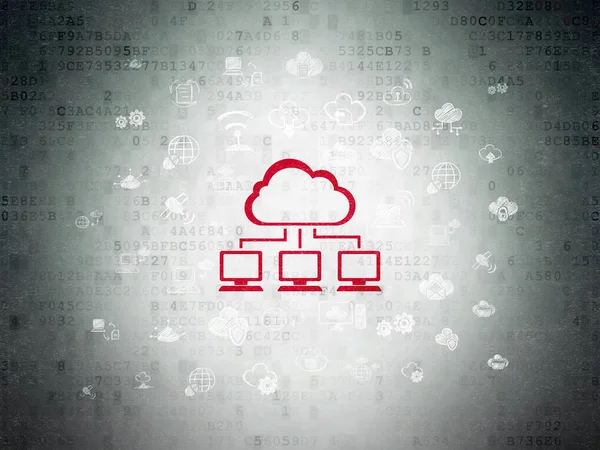 Concepto de red en la nube: Red en la nube sobre fondo de datos digitales — Foto de Stock