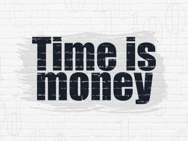 İş kavramı: vakit nakittir duvar arka plan üzerinde