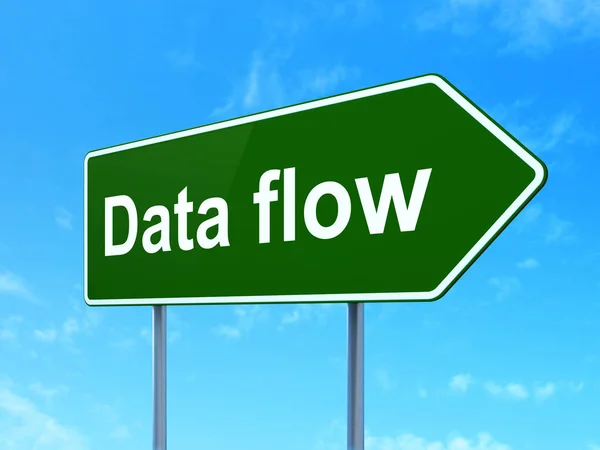 Concepto de datos: Flujo de datos en el fondo de la señal vial —  Fotos de Stock