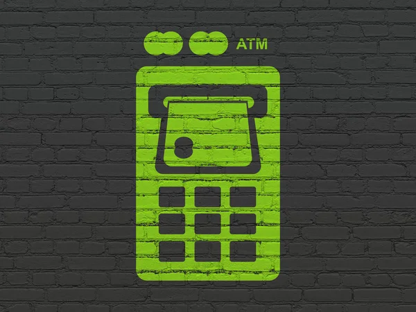 銀行の概念: 壁の背景に Atm 機 — ストック写真