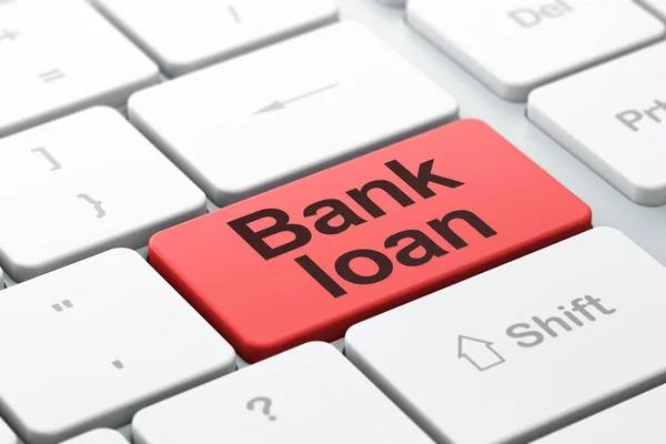 Geld concept: de lening van de Bank op computer toetsenbord achtergrond — Stockfoto