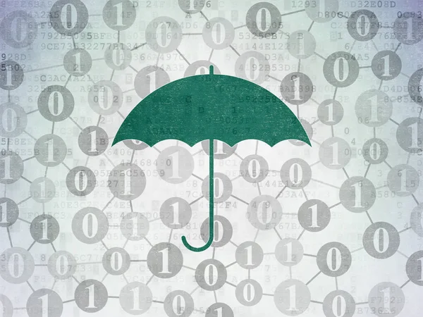 Sicherheitskonzept: Schirm auf digitalem Datenpapier — Stockfoto