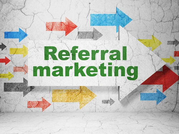 Advertising concept: arrow with Referral Marketing on grunge wall background — Stock Photo, Image