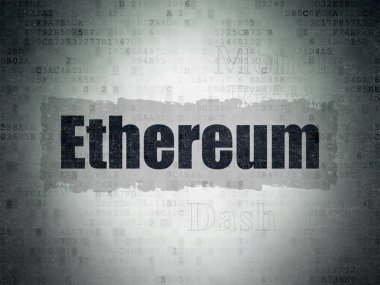 Blockchain kavramı: Ethereum dijital veri kağıt arka plan üzerinde