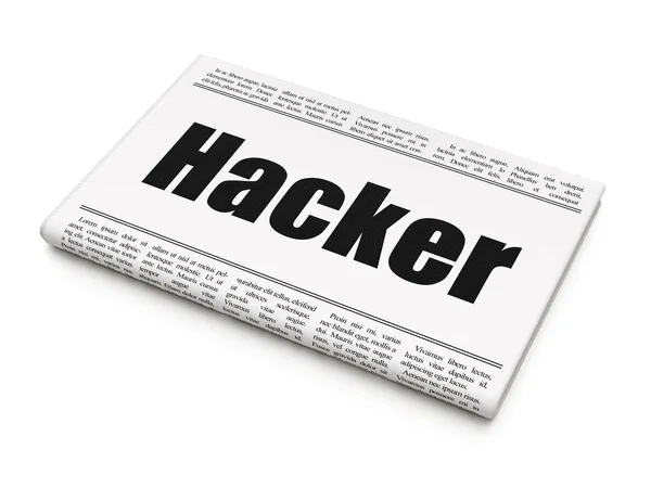 Bezpečnostní koncepce: novinový titulek Hacker — Stock fotografie