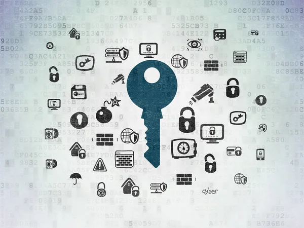 Concepto de privacidad: clave en el fondo del documento de datos digitales —  Fotos de Stock