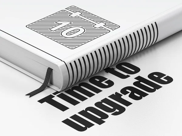 Conceito de linha do tempo: livro Calendário, Tempo para atualizar no fundo branco — Fotografia de Stock