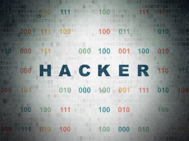 Koruma kavramı: Hacker dijital veri kağıt arka plan üzerinde