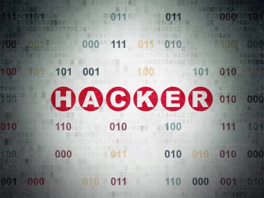 Gizlilik kavramı: Hacker dijital veri kağıt arka plan üzerinde