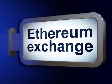 Cryptocurrency kavramı: Ethereum Borsası'nda billboard arka plan