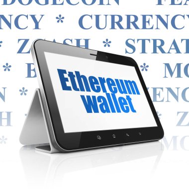 Blockchain kavramı: Tablet bilgisayar ile ekranda Ethereum cüzdan