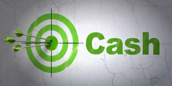 Valuta concept: target en Cash op muur achtergrond — Stockfoto