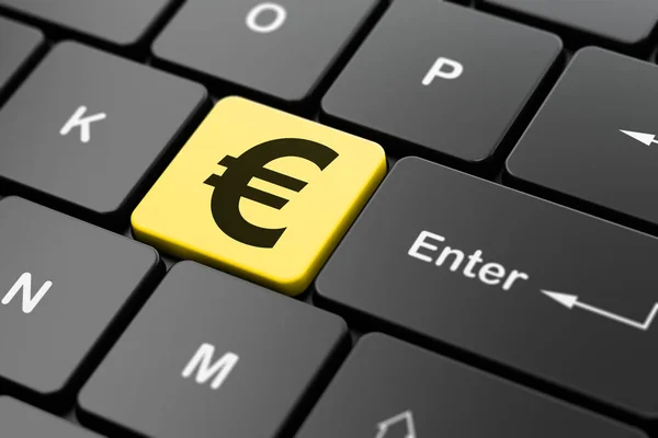 Концепция денег: Евро на фоне компьютерной клавиатуры — стоковое фото