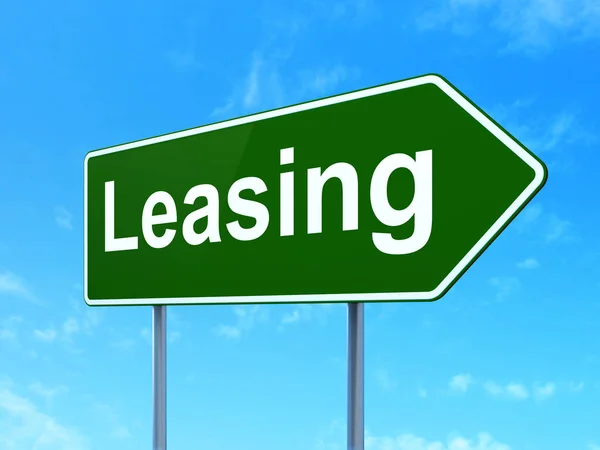 Business concept: Leasing on road sign background — Stock Photo, Image