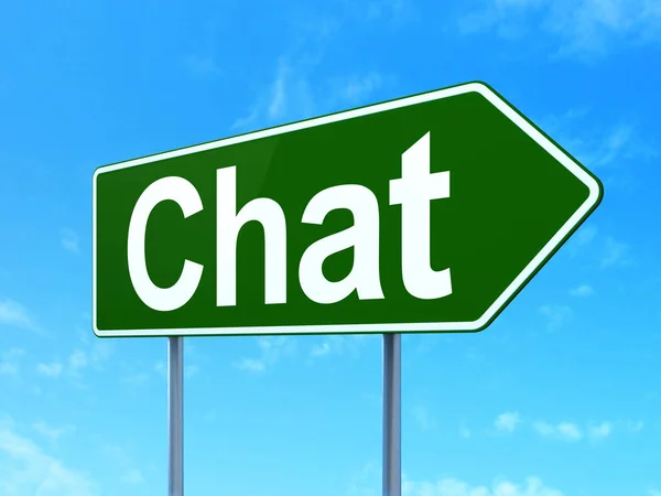 Web ontwikkelingsconcept: chat-sessie over weg teken achtergrond — Stockfoto