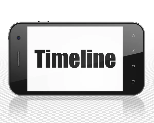 Tidslinje begrepp: Smartphone med tidslinje på displayen — Stockfoto