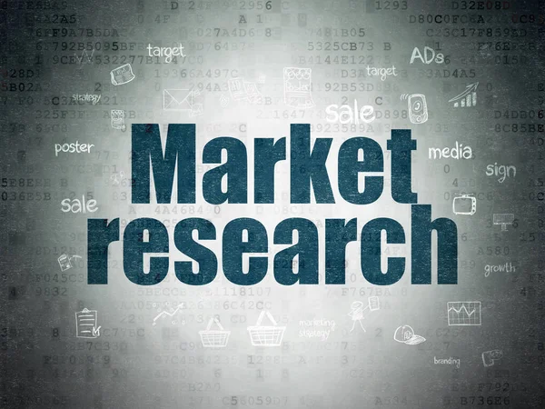 Koncepcja Reklama: badania rynku na tle cyfrowych danych papierze — Zdjęcie stockowe