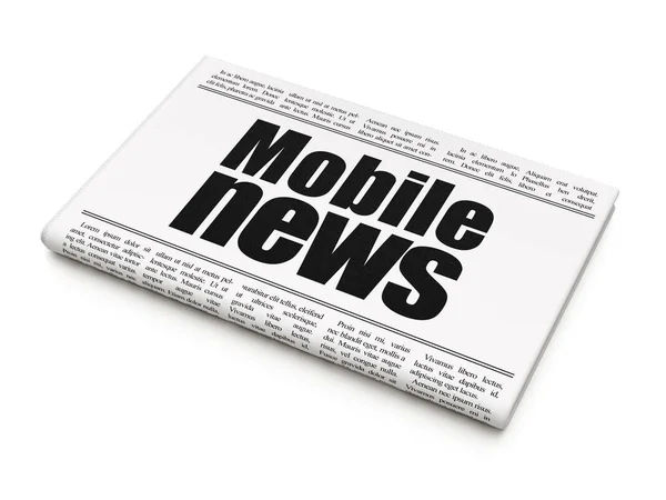 Concepto de noticias: titular del periódico Mobile News — Foto de Stock