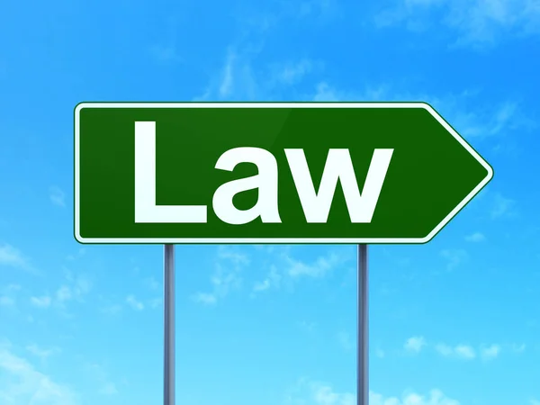 Law concept: Law on road sign background — Stock Photo, Image